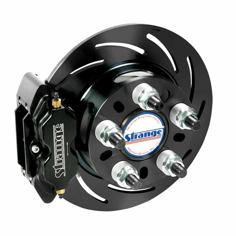 Strange Pro Series Rear Brake Kit For Late Big Ford / Torino Housing Ends 1 Pc Rotors, 4 Piston Calipers & DTC-30 Semi Metallic Pads